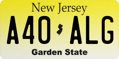 NJ license plate A40ALG
