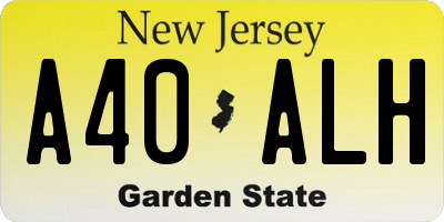 NJ license plate A40ALH