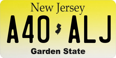 NJ license plate A40ALJ