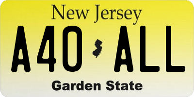 NJ license plate A40ALL