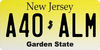 NJ license plate A40ALM