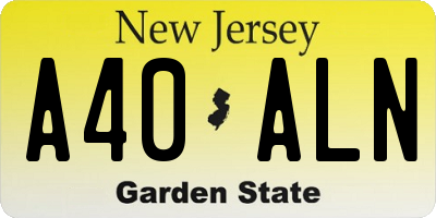 NJ license plate A40ALN