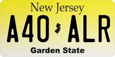 NJ license plate A40ALR