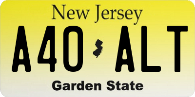 NJ license plate A40ALT