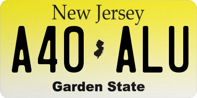 NJ license plate A40ALU