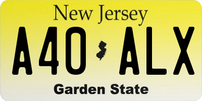 NJ license plate A40ALX