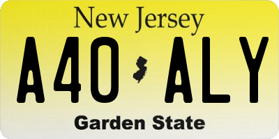 NJ license plate A40ALY