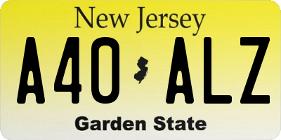 NJ license plate A40ALZ