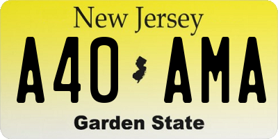 NJ license plate A40AMA