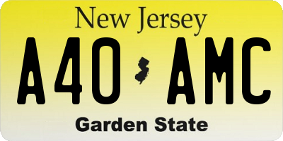 NJ license plate A40AMC