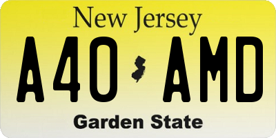 NJ license plate A40AMD