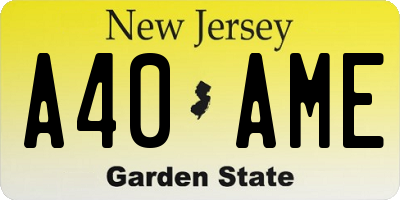 NJ license plate A40AME
