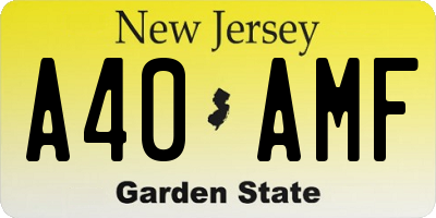 NJ license plate A40AMF