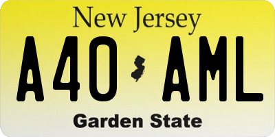 NJ license plate A40AML