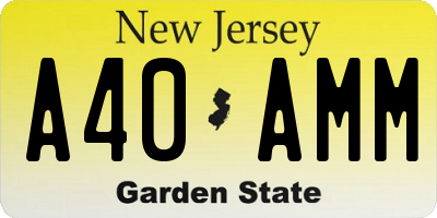 NJ license plate A40AMM