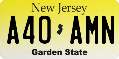 NJ license plate A40AMN