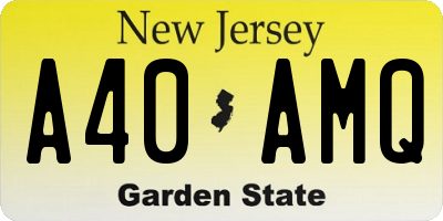 NJ license plate A40AMQ