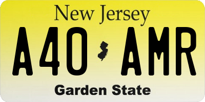 NJ license plate A40AMR