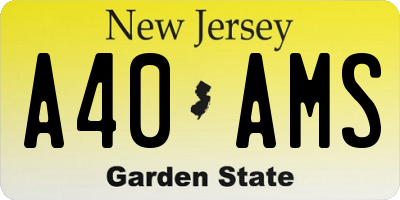 NJ license plate A40AMS