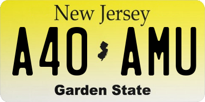 NJ license plate A40AMU