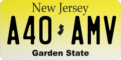 NJ license plate A40AMV