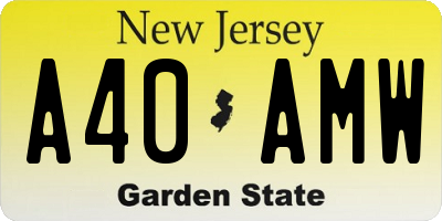NJ license plate A40AMW