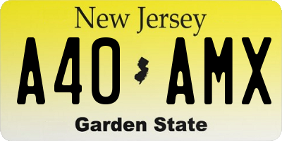 NJ license plate A40AMX