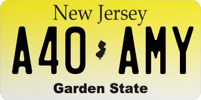 NJ license plate A40AMY