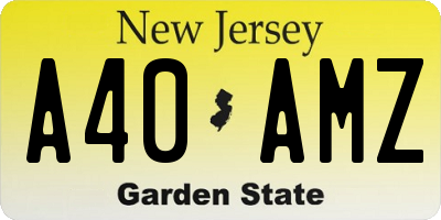 NJ license plate A40AMZ