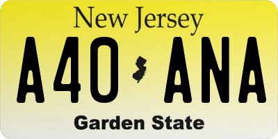 NJ license plate A40ANA