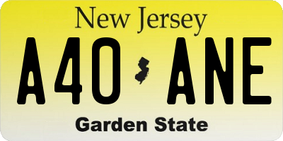 NJ license plate A40ANE