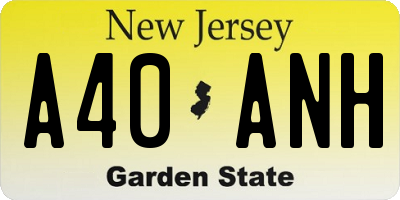 NJ license plate A40ANH