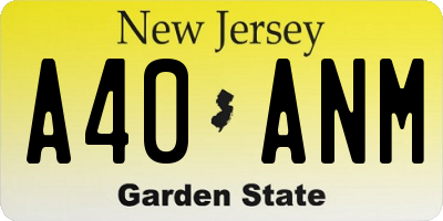 NJ license plate A40ANM