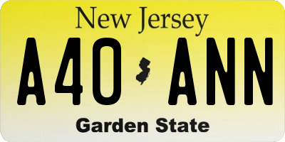 NJ license plate A40ANN