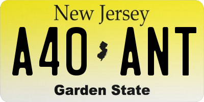 NJ license plate A40ANT