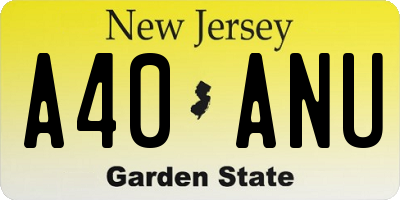NJ license plate A40ANU
