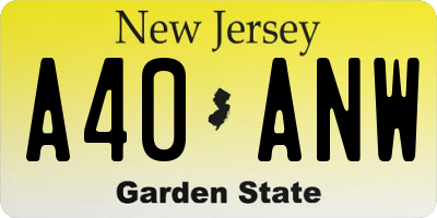 NJ license plate A40ANW