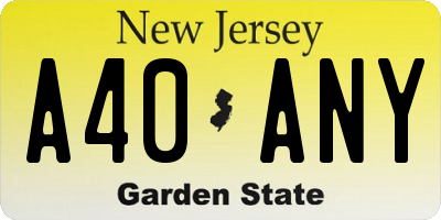 NJ license plate A40ANY