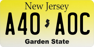 NJ license plate A40AOC