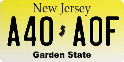 NJ license plate A40AOF