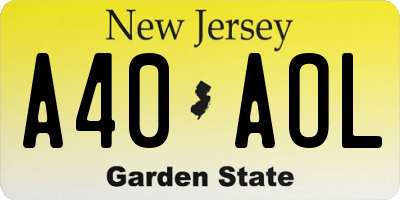 NJ license plate A40AOL