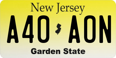 NJ license plate A40AON
