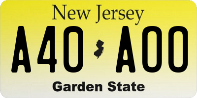NJ license plate A40AOO