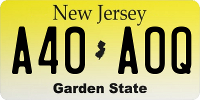 NJ license plate A40AOQ
