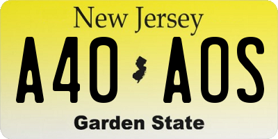 NJ license plate A40AOS