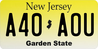 NJ license plate A40AOU