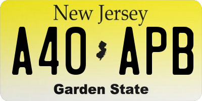 NJ license plate A40APB