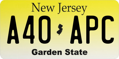 NJ license plate A40APC