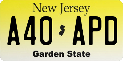 NJ license plate A40APD