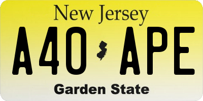 NJ license plate A40APE